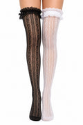 Lace Ruffle Over-Knee Thigh-High Socks worn - AltBrat