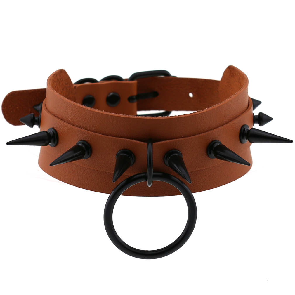 Studded Faux Leather Collar - Necklaces & Chokers detail view 4 | Cute Splikes
