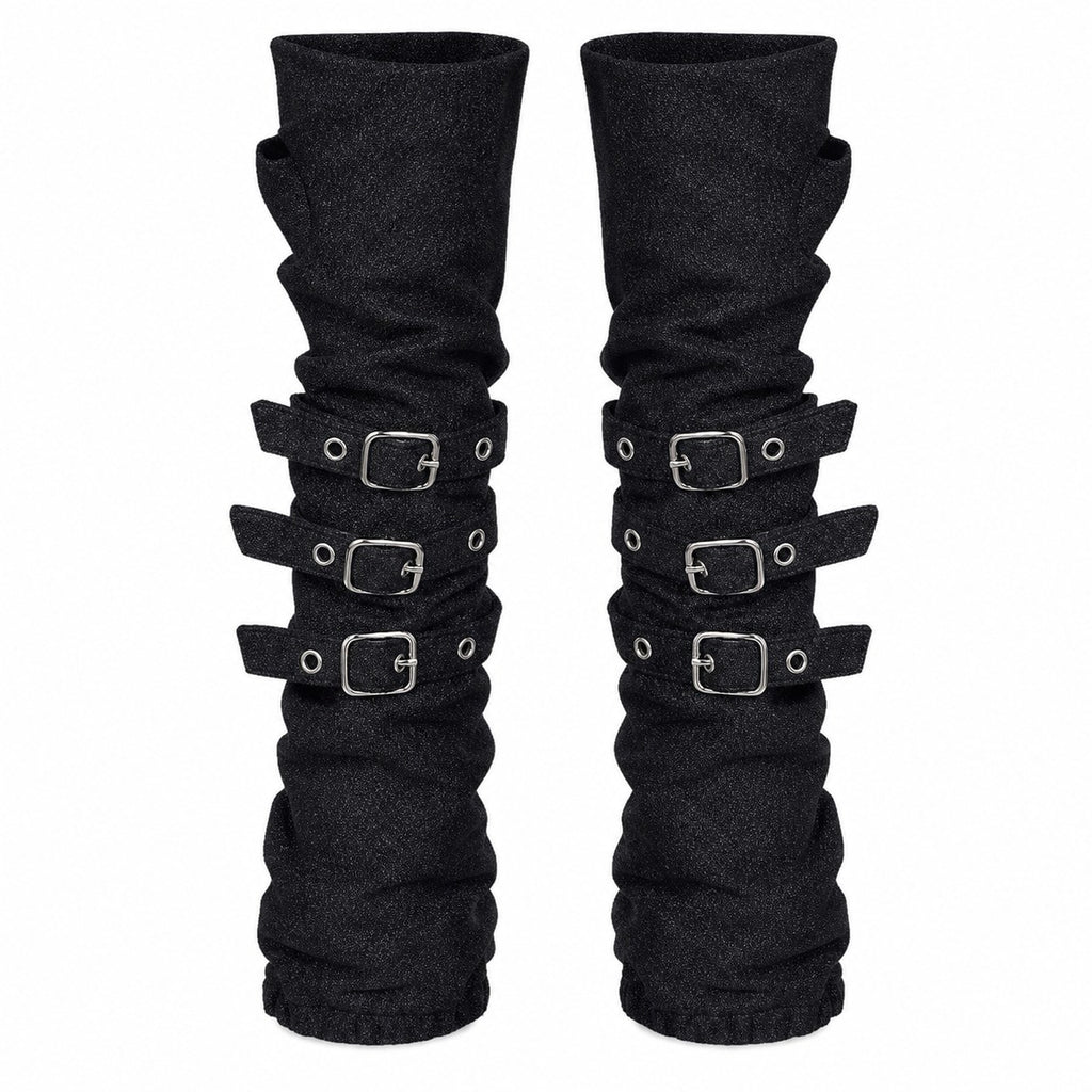 Striped & Buckle Fingerless Arm Warmers - AltBrat