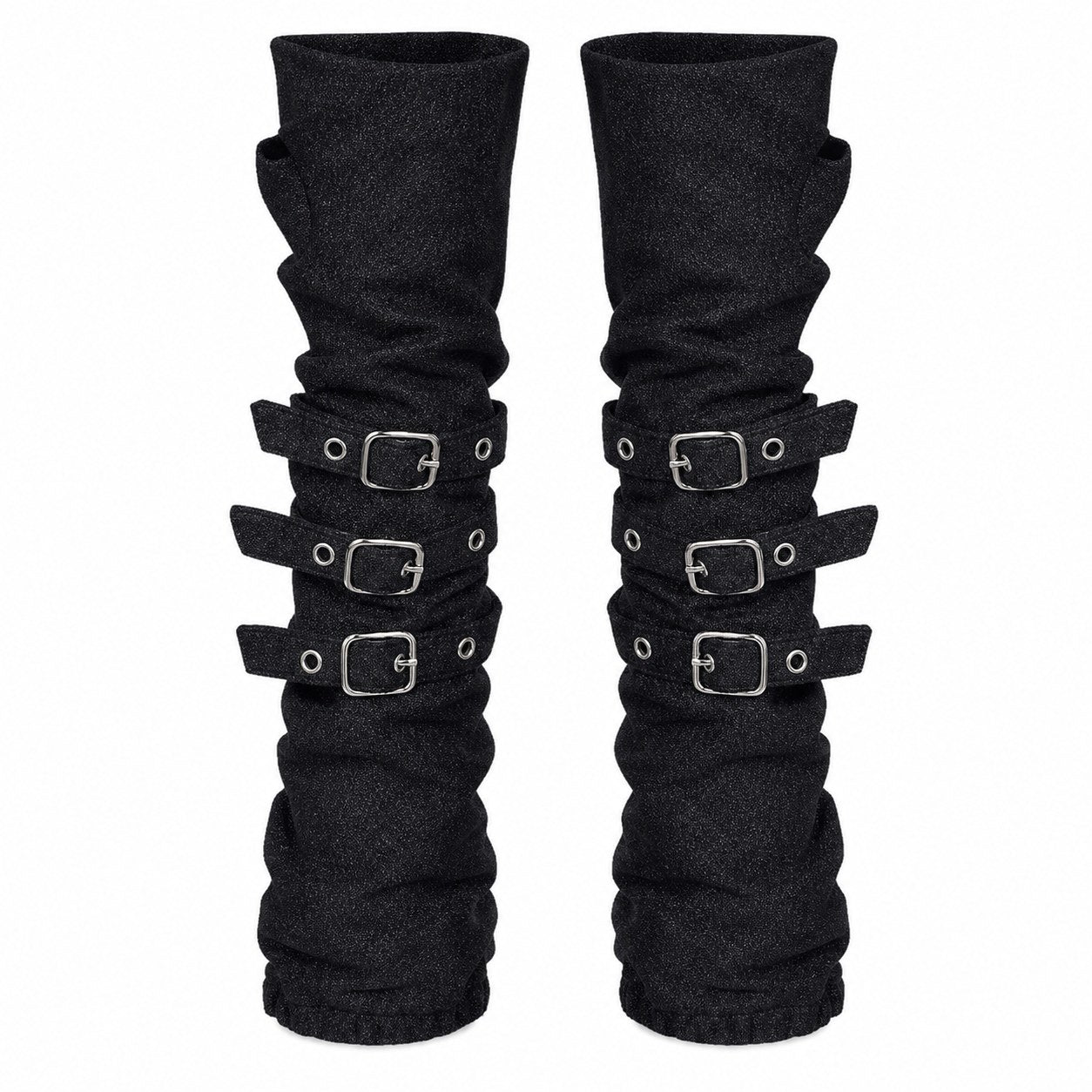 Striped & Buckle Fingerless Arm Warmers - AltBrat