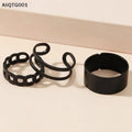 3/6pcs Vintage Black Punk Rings Set for Women Girls Simple Metallic Geometric Fashion Accessories - AltBrat