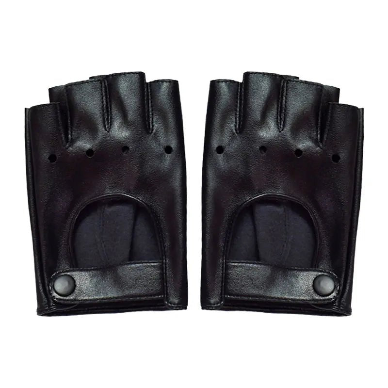 Gothic Half Finger hollow out gloves leather spice punk Lolita Unisex Y2K Harajuku photo cool JK sleeve Cosplay accessor - AltBrat