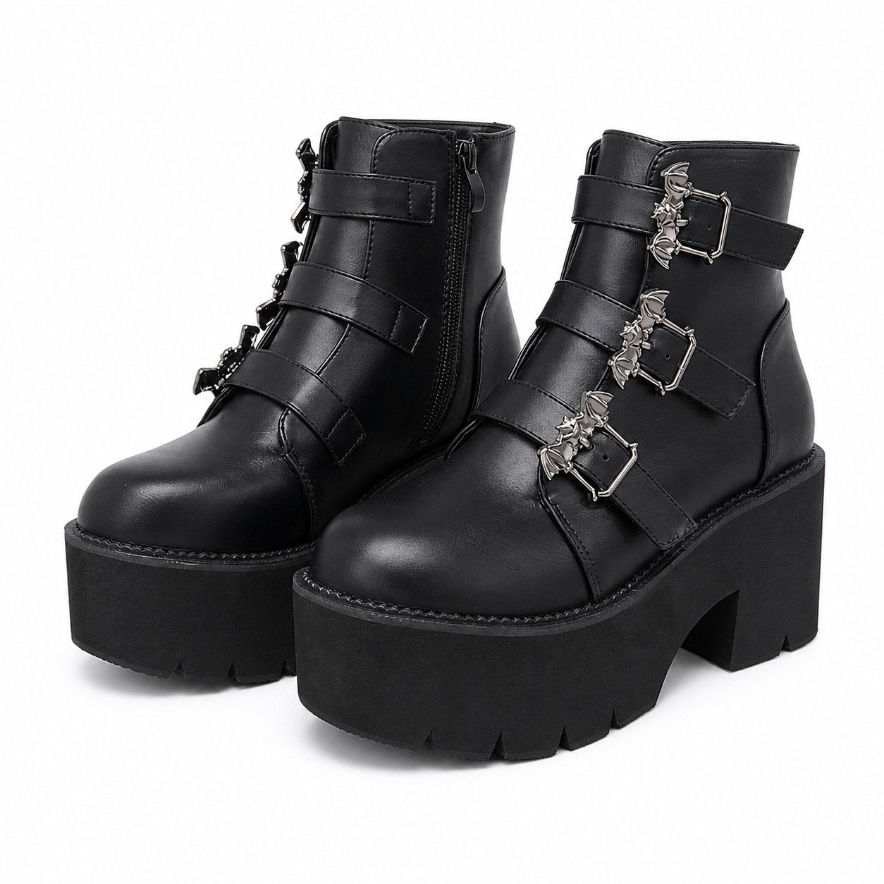 Lady Japanese Harajuku Punk Bat Buckle Gothic Style Short Boots - AltBrat