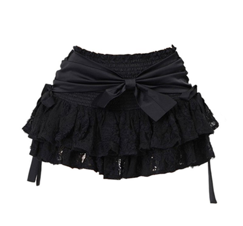 Black Lace Bow Skirt - Skirts detail view 4 | Cute Splikes