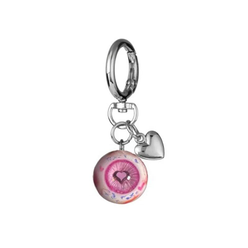 Gothic Demon Eye Keychain Resin Heart Shaped Buckle Pendant Halloween Charms Keyring Party Backpack Decor Jewelry Access - AltBrat
