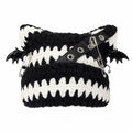 Crochet Cat Ear Beanie with Bat Wing Charms - AltBrat
