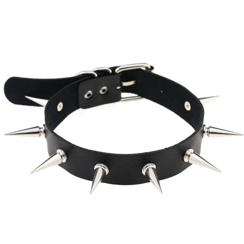 1Pc Harajuku Gothic Spike Rivet Star Necklaces Collares Hip Hop Rock Black Bowknot PU Lace Leather Sexy Y2K Girl Choker  - AltBrat