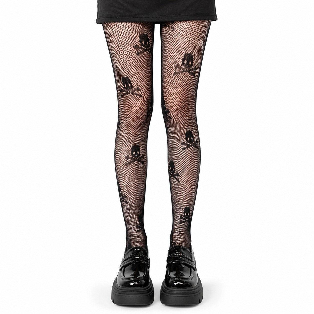 Skull Pattern Fishnet Tights - AltBrat