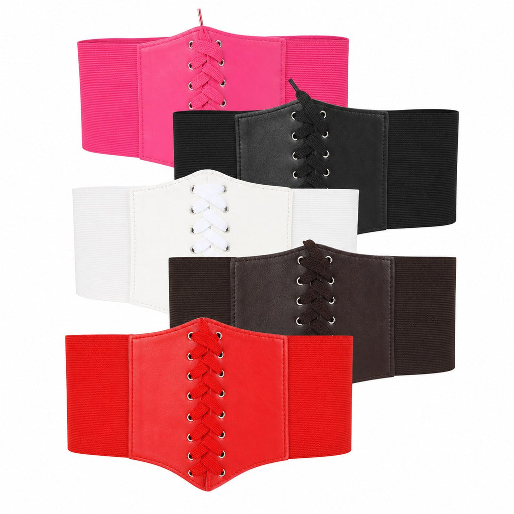 Wide Lace-Up Corset Cincher Belt (Multi-Colour) - AltBrat