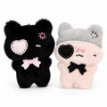 Fuzzy Kitty Plush Keychain with Heart & Bow - AltBrat