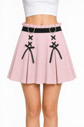 Pearl Heart Lace-Up Flared Skater Skirt - AltBrat