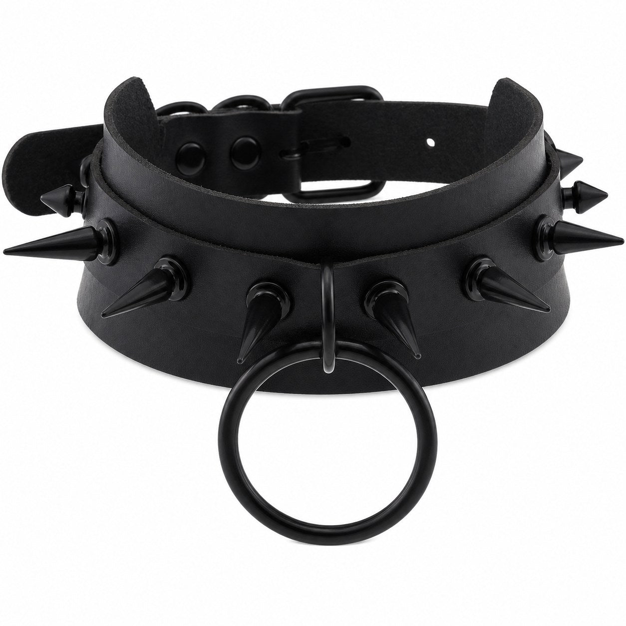 Black Spiked Choker with O-Ring - AltBrat