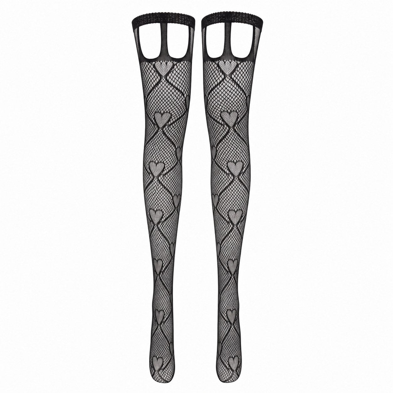 Heart Pattern Fishnet Tights - AltBrat