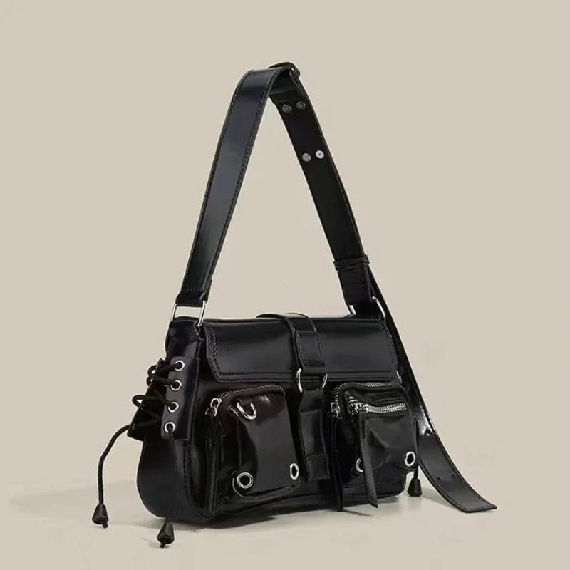 Y2K Korean Women Harajuku Vintage Gothic Black Hand Bag Aesthetic Elegant Punk Wallet Purse Handbags Shoulder Trend Tote - AltBrat