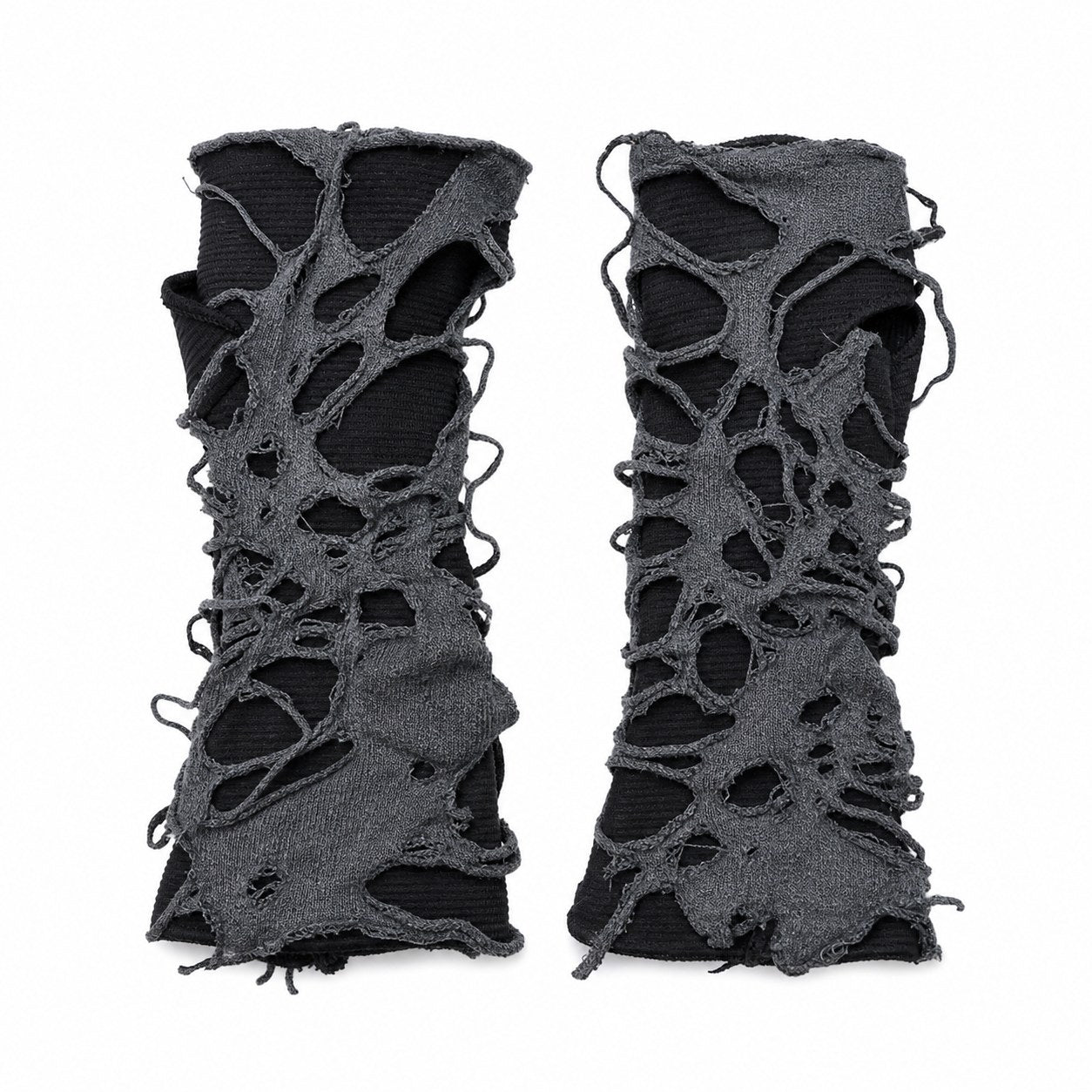 Ripped Distressed Punk Arm Warmers (Grey/Black) - AltBrat