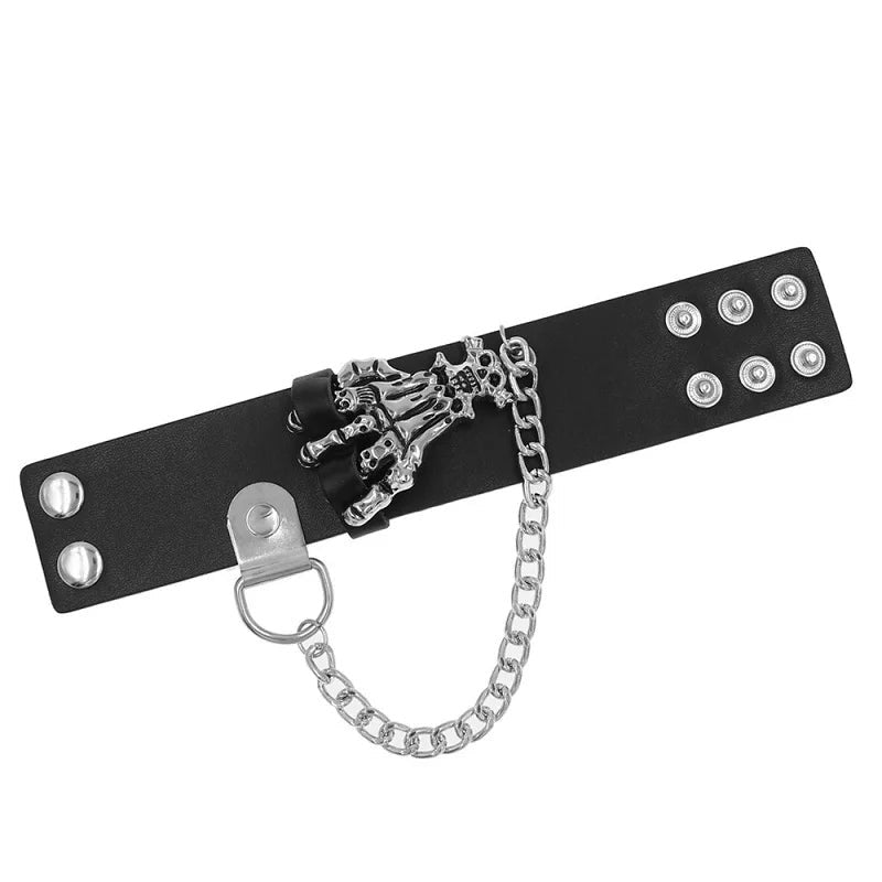 Cool Gothic PU Leather Studded Bracelet Adjustable Punk Goth Cuff Spike Bracelet Gothic Rivet Wristband for Men Women - AltBrat