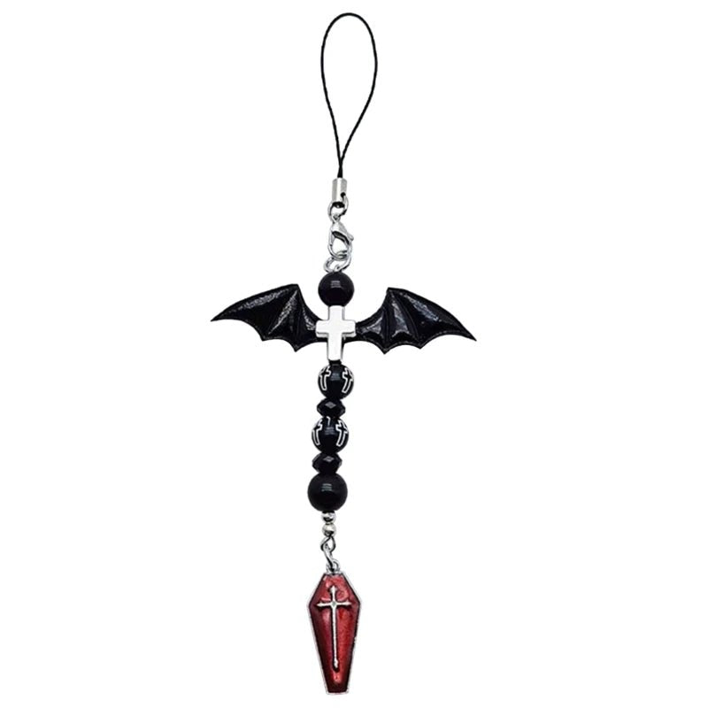 Goth Y2K Phone Charm Pendant Kawaii-Key Chain For Bag Accessory Women Guitar Strap Lanyard Beaded Keychain Pendant - AltBrat