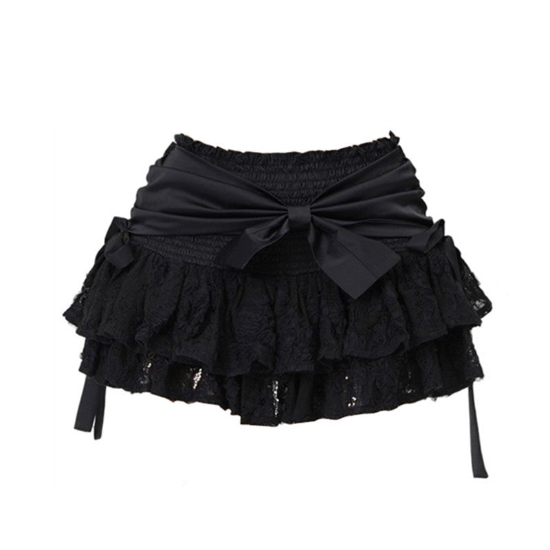 Black Lace Bow Skirt - Skirts detail view 2 | Cute Splikes