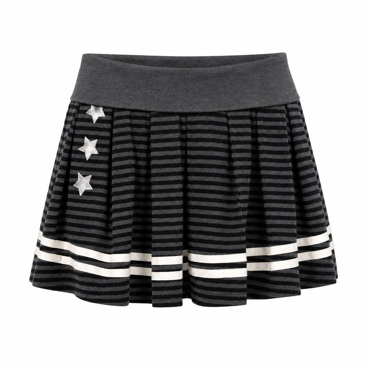 Grey Striped Pleated Mini Skirt with Stars product