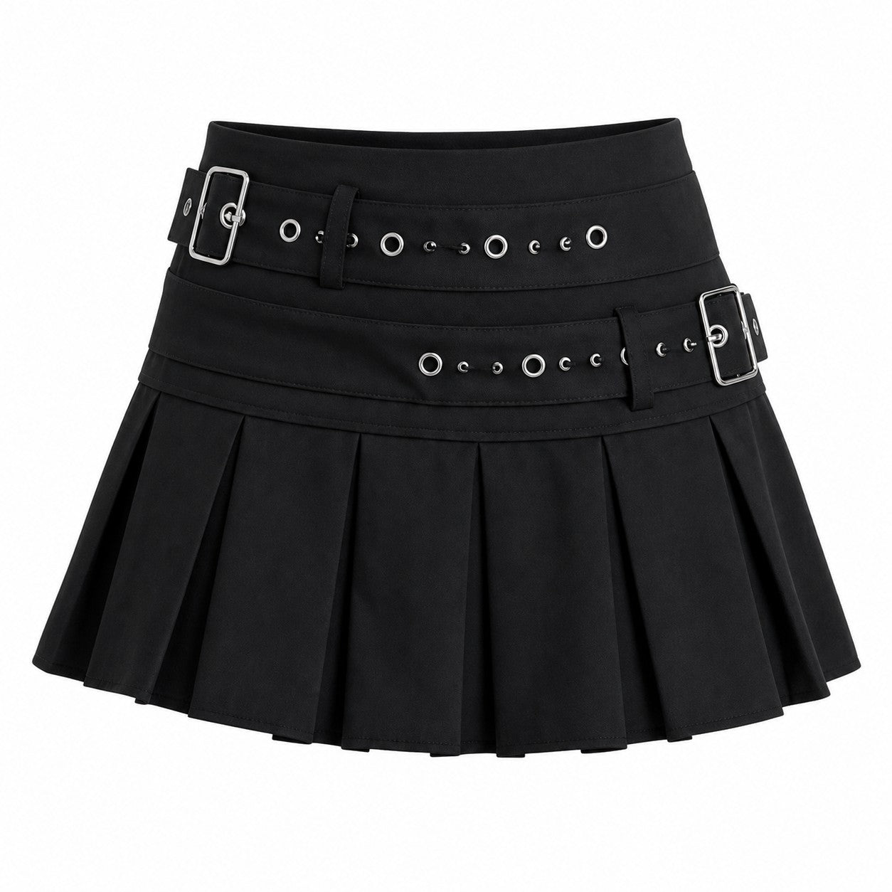Double Belt Pleated Micro Mini Skirt product