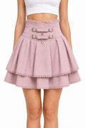 Lace Ruffle Cake Mini Skirt with Corset Belt - AltBrat