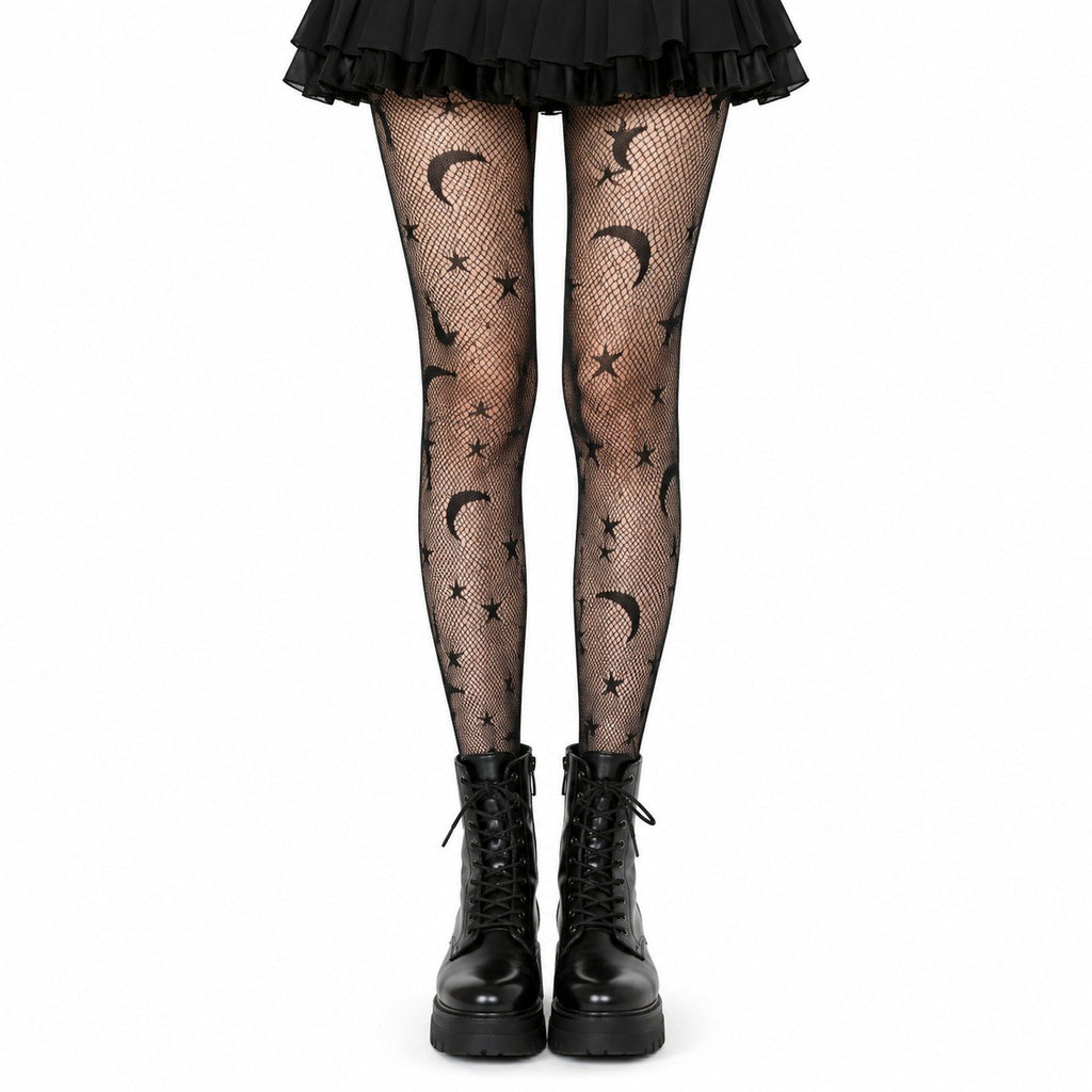 JK Fishnet Tights (White & Black) - AltBrat