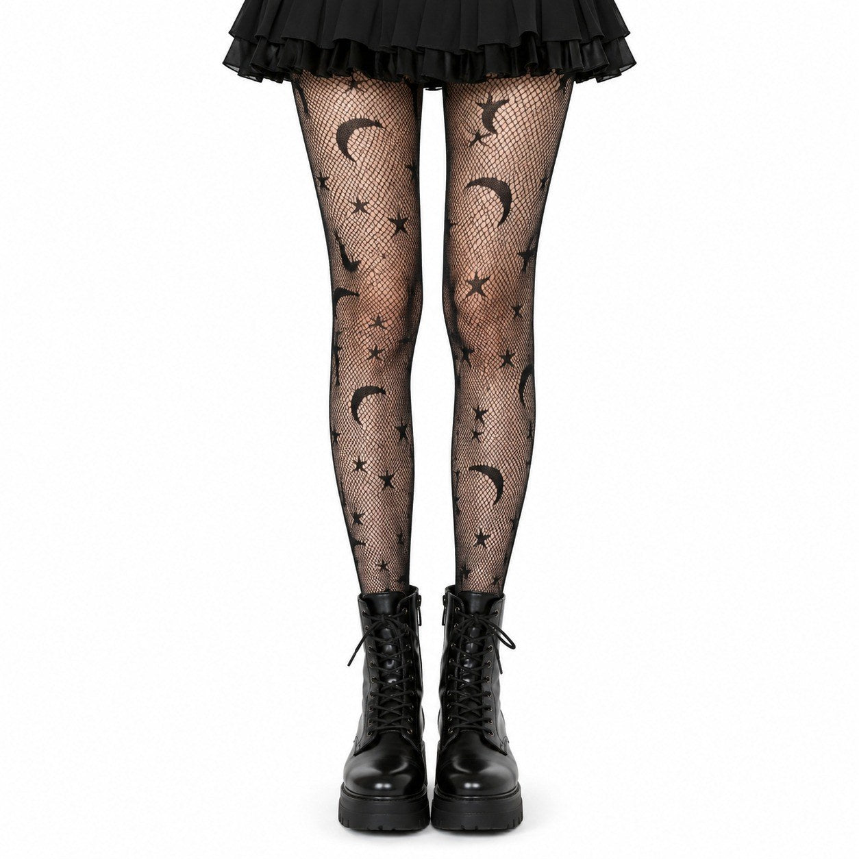 JK Fishnet Tights (White & Black) - AltBrat