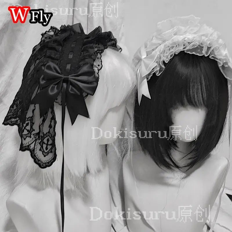Veil style Women's Harajuku Steampunk Y2K Headwear Ruffled Floral Lace Bow Headband Lolita Gothic Headwear Hair Accessor - AltBrat