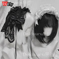 Veil style Women's Harajuku Steampunk Y2K Headwear Ruffled Floral Lace Bow Headband Lolita Gothic Headwear Hair Accessor - AltBrat