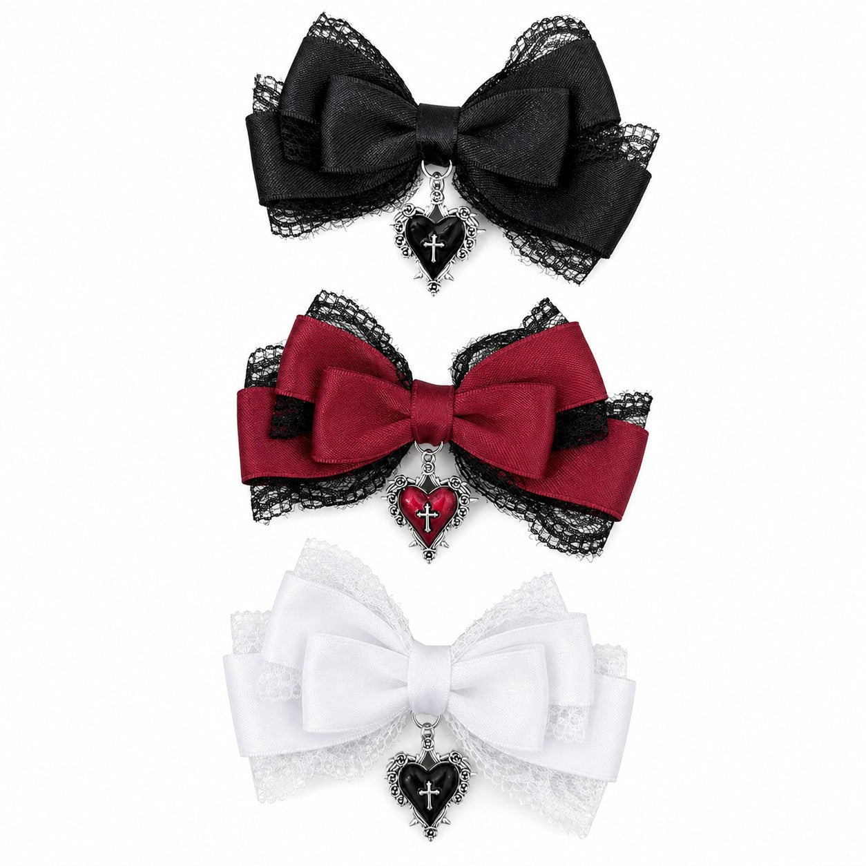 Gothic Lolita Style Hair Clip Black Ribbon Bow Fashionable Hair Clips for girls High-grade headdress