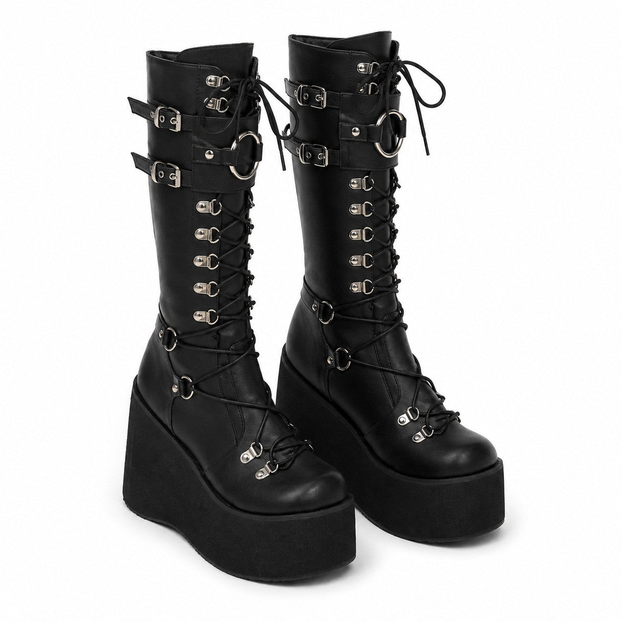 Gothic Tall Lace-Up Platform Boots - AltBrat