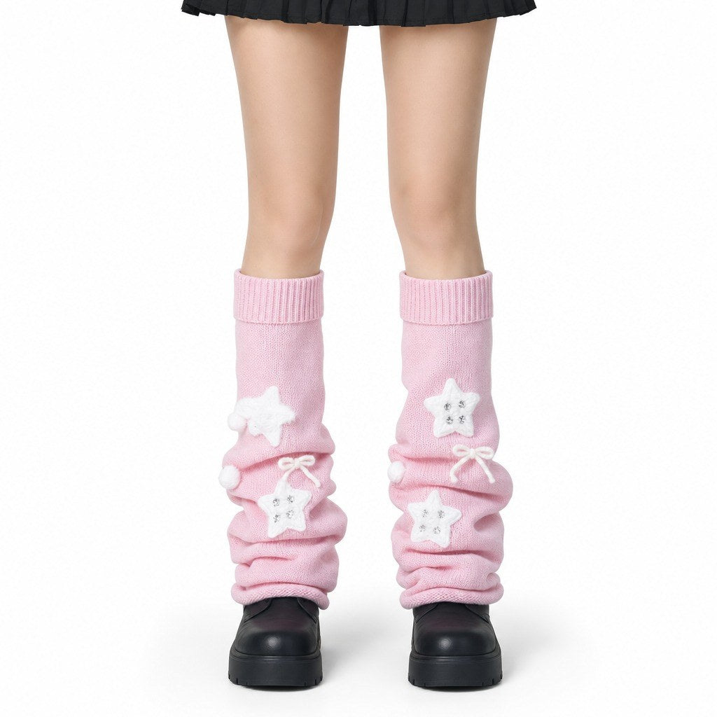 Star Plush Knit Flare Leg Warmers - AltBrat