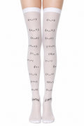 Gothic Letter Print Thigh-High Socks worn - AltBrat