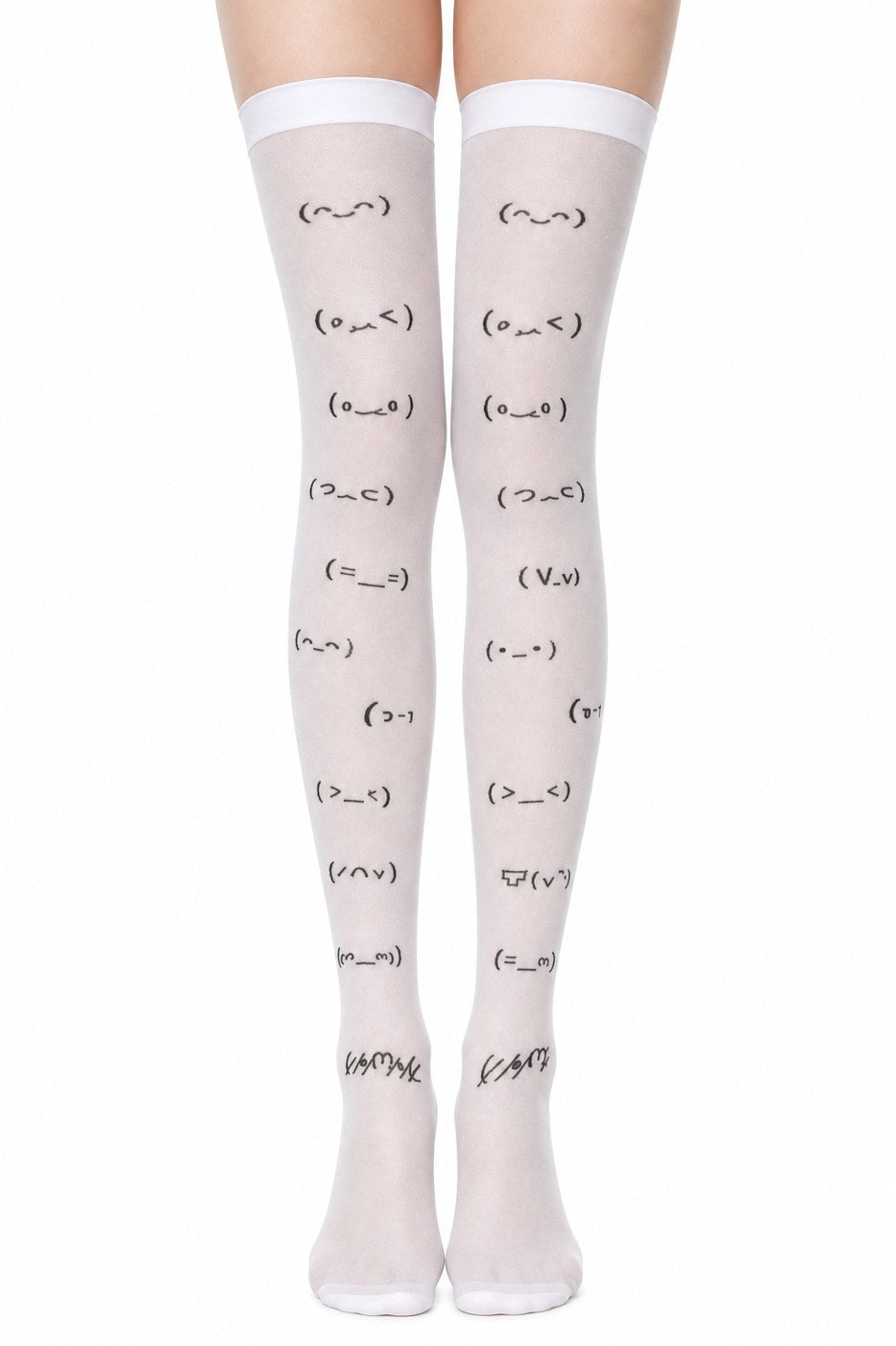 Gothic Letter Print Thigh-High Socks worn - AltBrat