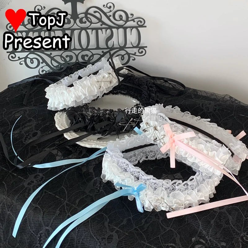Harajuku Y2K Spicy Girl Lace Bow Headband Lolita Hair Accessory Niche Japanese Dark Gothic JK Subculture Headwear Hairho - AltBrat