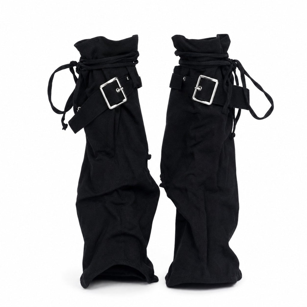 Distressed Denim Buckle Leg Warmers - AltBrat