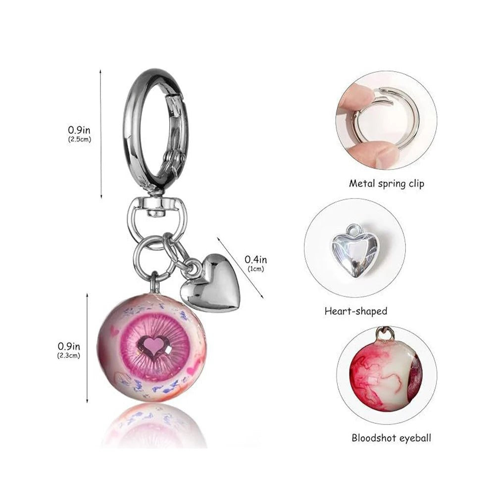 Gothic Demon Eye Keychain Resin Heart Shaped Buckle Pendant Halloween Charms Keyring Party Backpack Decor Jewelry Access - AltBrat