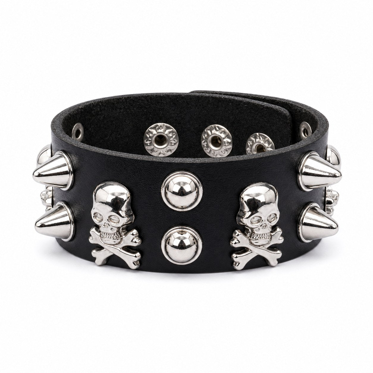 Punk Gothic Skull Rivet PU Bracelet - AltBrat