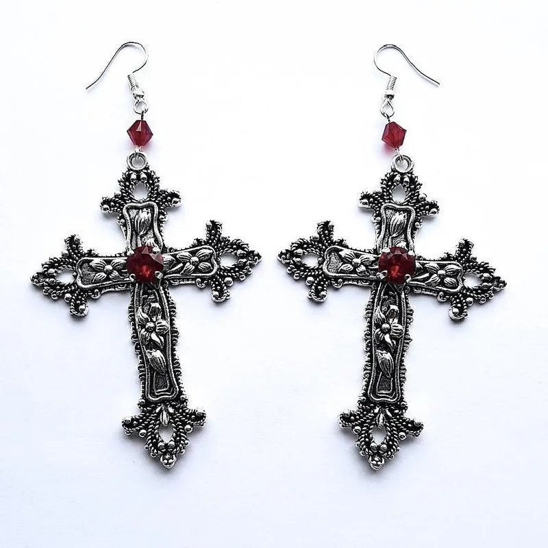 Gothic Cross Pendant Earrings - AltBrat