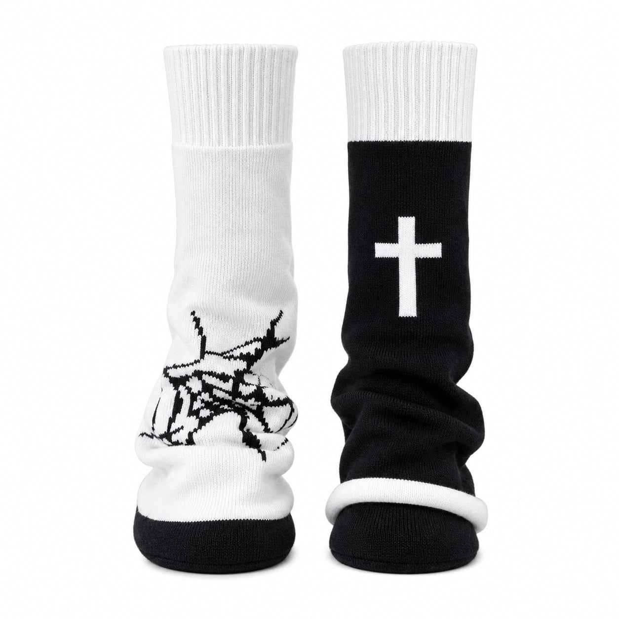 Spider Web & Skeleton Hand Knit Leg Warmers - AltBrat