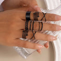 Aihua Punk Black Hollow Round Finger Rings for Women Men Vintage Gothic Geometric Cross Finger Ring Set Party Jewelry Gi - AltBrat