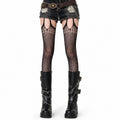 Cut-Out Fishnet Suspender Tights (Garter Look) - AltBrat