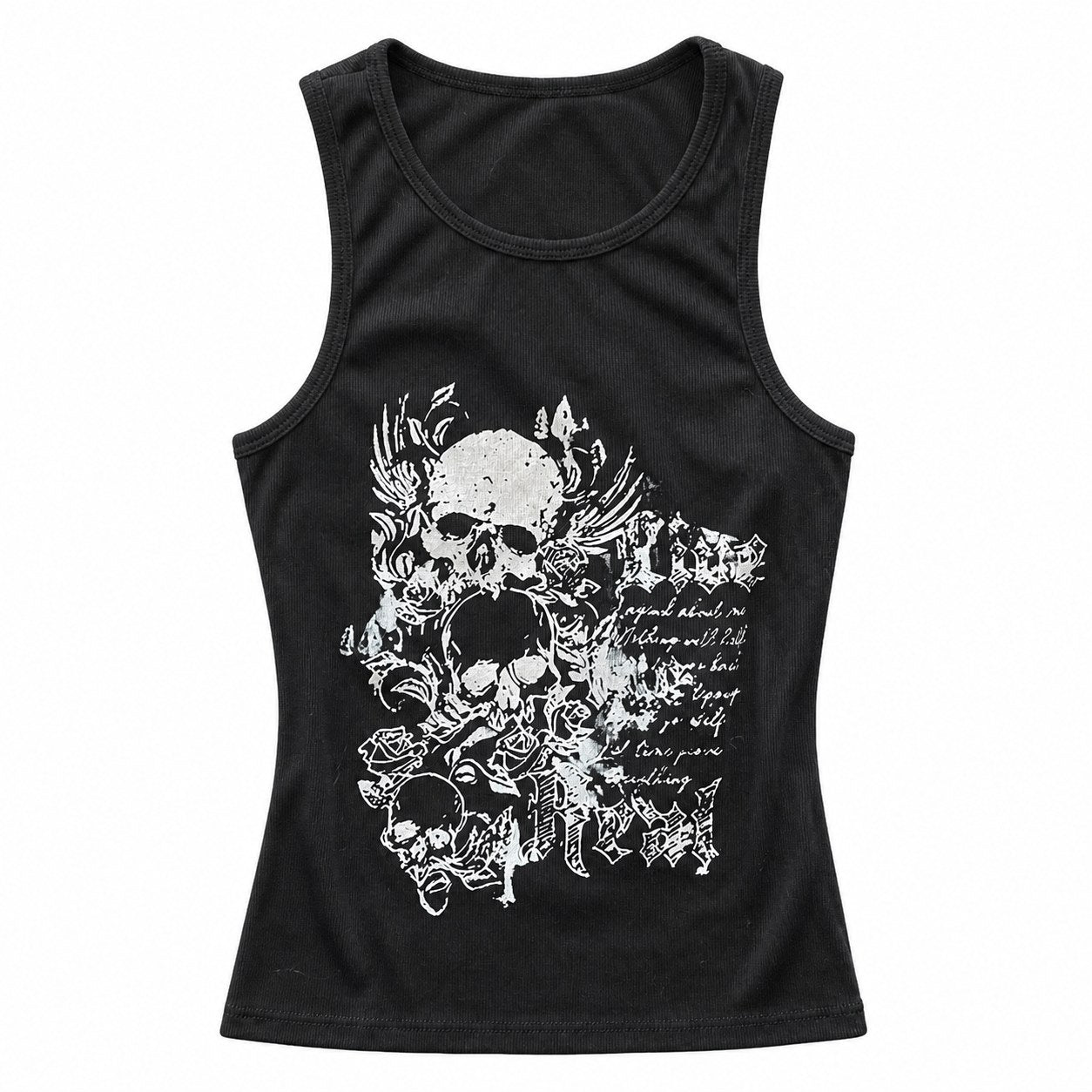 Skull & Wings Print Y2K Grunge Tank Top - AltBrat
