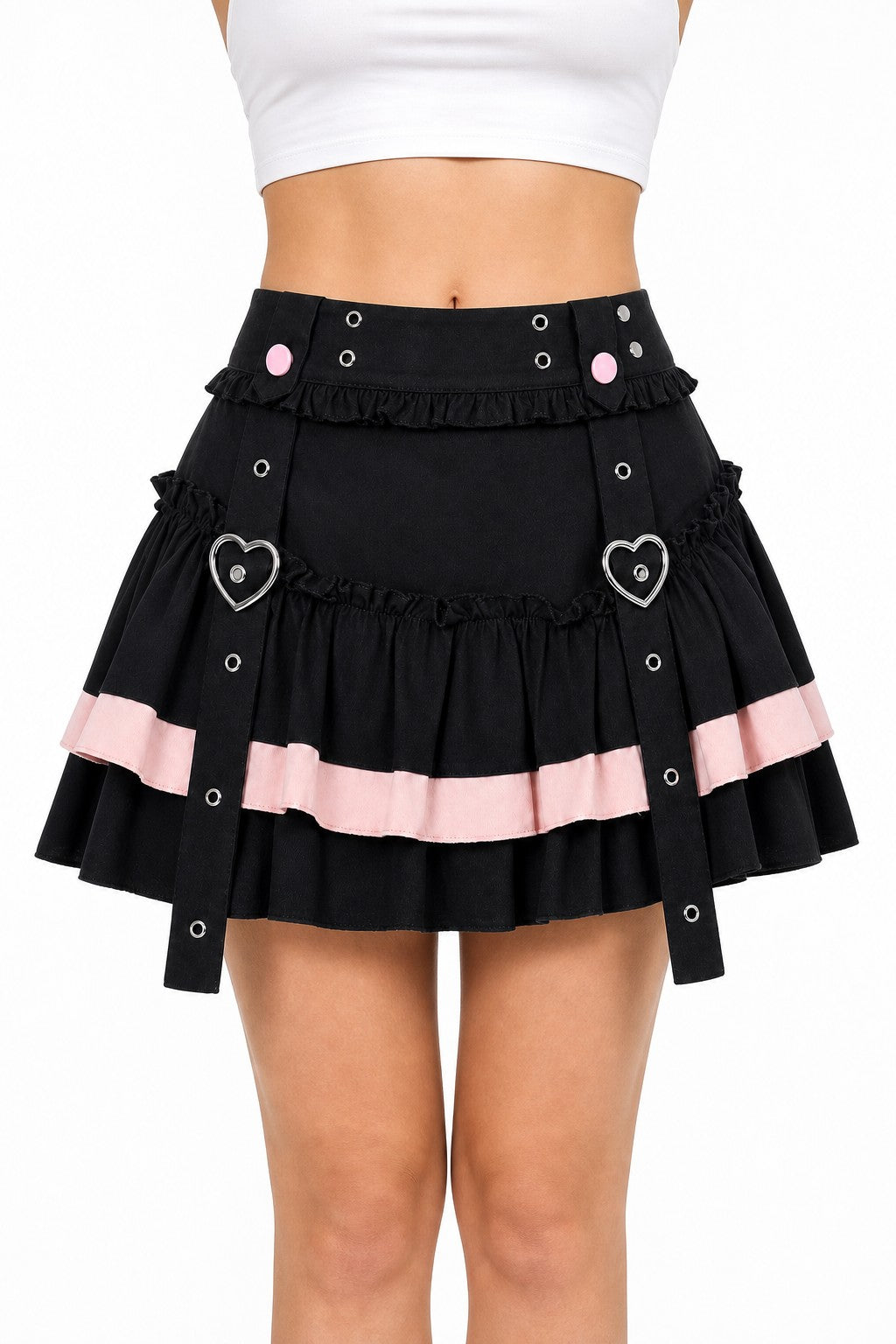 Heart Ruched Tiered Cake Skirt - AltBrat