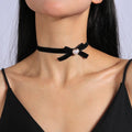 Fashion Black Bowknot Necklace Gothic Heart Lace Velvet Choker Necklaces for Women Girls Party Club Jewelry Gifts - AltBrat