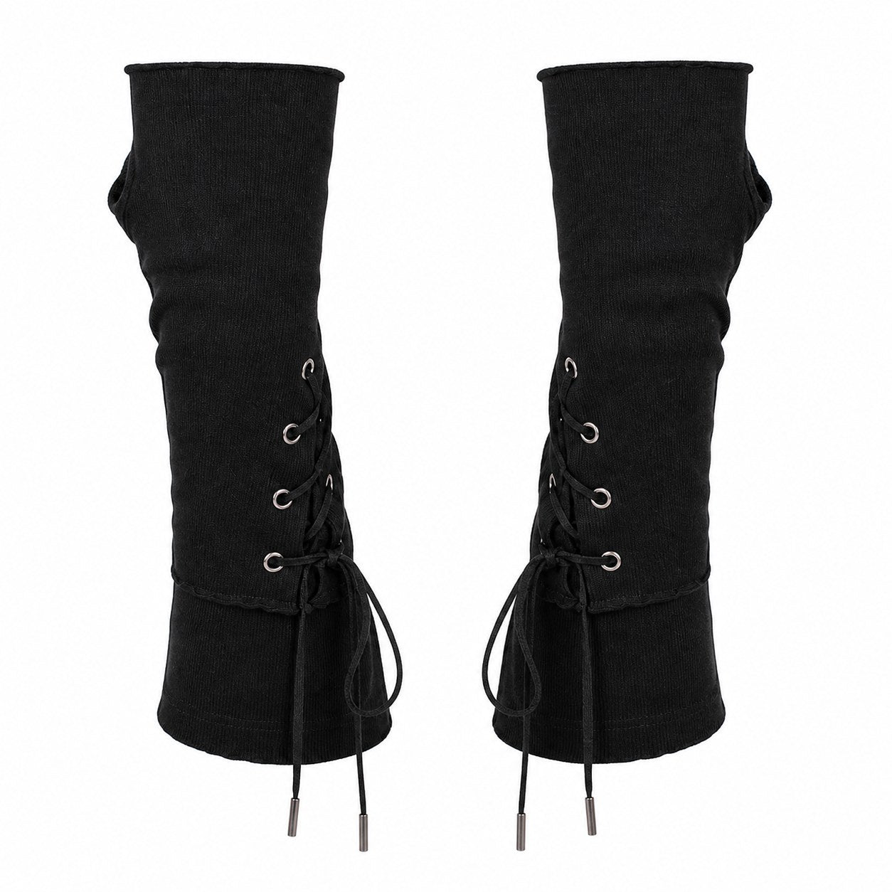 Grommet Lace-Up Long Fingerless Arm Warmers - AltBrat
