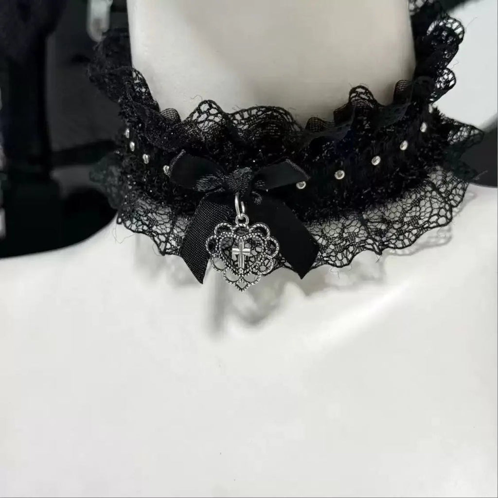Goth Jewelry Thorns Heart Cross Earrings Red Drip Oil Rose Flower Earrings for Women Punk Charms Accessories Grunge Earr - AltBrat