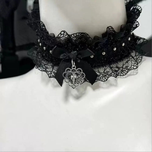 1 Piece kawaii Lolita Style Choker for Girls Cute Necklace Bow Lace Anime Fashion Collar Elegant Gothic Sweet Neck Jewel - AltBrat