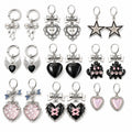Goth Vintage Cute Bowknot Pink Strawberry Heart Star Pendant Earrings Egirl Gothic 2000s Y2K EMO Rave Jewelry Scene Acce