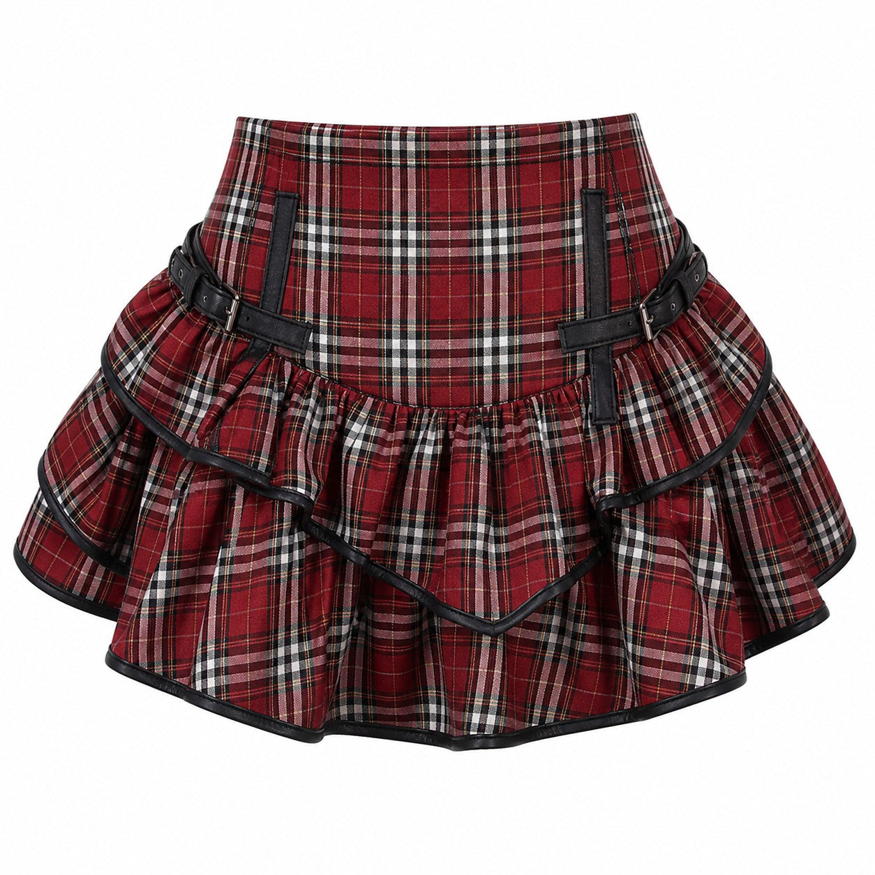 Red Plaid Tiered Ruffle Cake Mini Skirt product - AltBrat